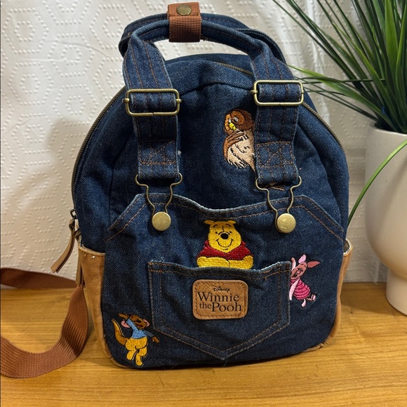 Disney Handbags - Disney Winnie The Pooh Denim Overall Mini Backpack